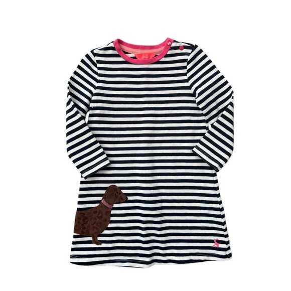 Joules Other - Joules NWOT navy and white stripe dog appliqué dress 2y (read)